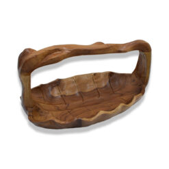 Ahşap Sepet Tabak Yaprak Tik Ağacı Dekoratif Gondol