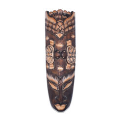 Ahşap Duvar Objesi Yüz Mask Kuş Çift Kaplumbağa