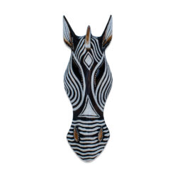 Zebra Kafası Maske Çizgili Duvar Objesi Ahşap Mask