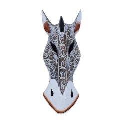Zebra Desenli Ahşap Mask Duvar Objesi Maske