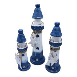 Ahşap Deniz Feneri Seti Biblo Dekoratif Obje Hediye