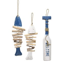 Kürek Kılçık Balık Seti Ahşap Üçlü Set Duvar Dekorasyonu