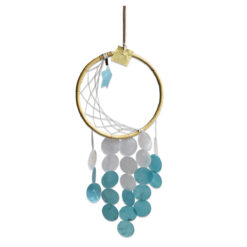 Bambu Çerçeveli Rüzgar Çanı Hilal Motifli Sedef Taşlı