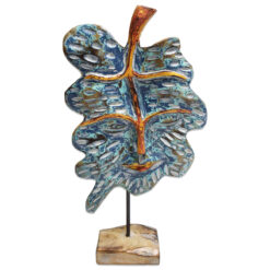 Ahşap Yaprak Ayaklı Yüz Dekoratif Boyalı Tik Hediye