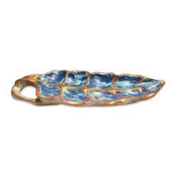 Ahşap Uzun Tabak Yaprak Boyalı Dekoratif Kayık Gondol