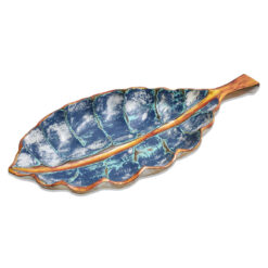 Ahşap Saplı Tabak Yaprak Boyalı Dekoratif Gondol Kayık