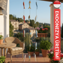 Askılı Beşli Balık Üçlü Set Ahşap Dekorasyon Balkon Bahçe Teras