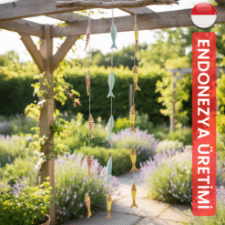 Askılı Balık Temalı Obje Seti Ahşap Balkon Bahçe Dekorasyon Ürünü