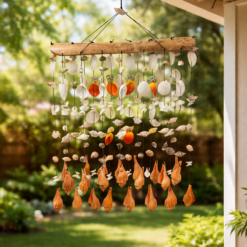 Bambu Rüzgar Çanı Deniz Kabuğu Askılı Bahçe Balkon Dekoru