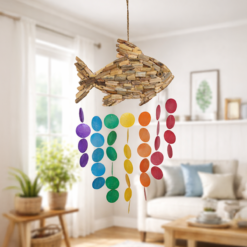 Parçalı Rüzgar Çanı Balık Sedef Askılı Obje Dekoratif
