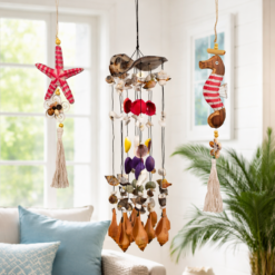 Sedef Rüzgar Çanı Seti Deniz Yıldızı Atı Kabuk Balkon Bahçe Dekoru