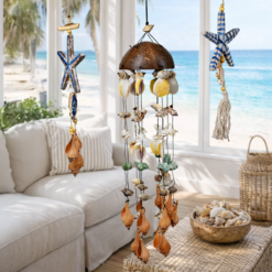 Rüzgar Çanı Seti Hindistan Cevizi Deniz Kabuğu Yıldız Bahçe Balkon Dekoru